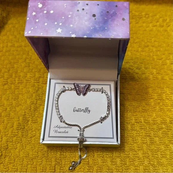Kohl's Jewelry Kohls Butterfly Bracelet With Purple And Silver